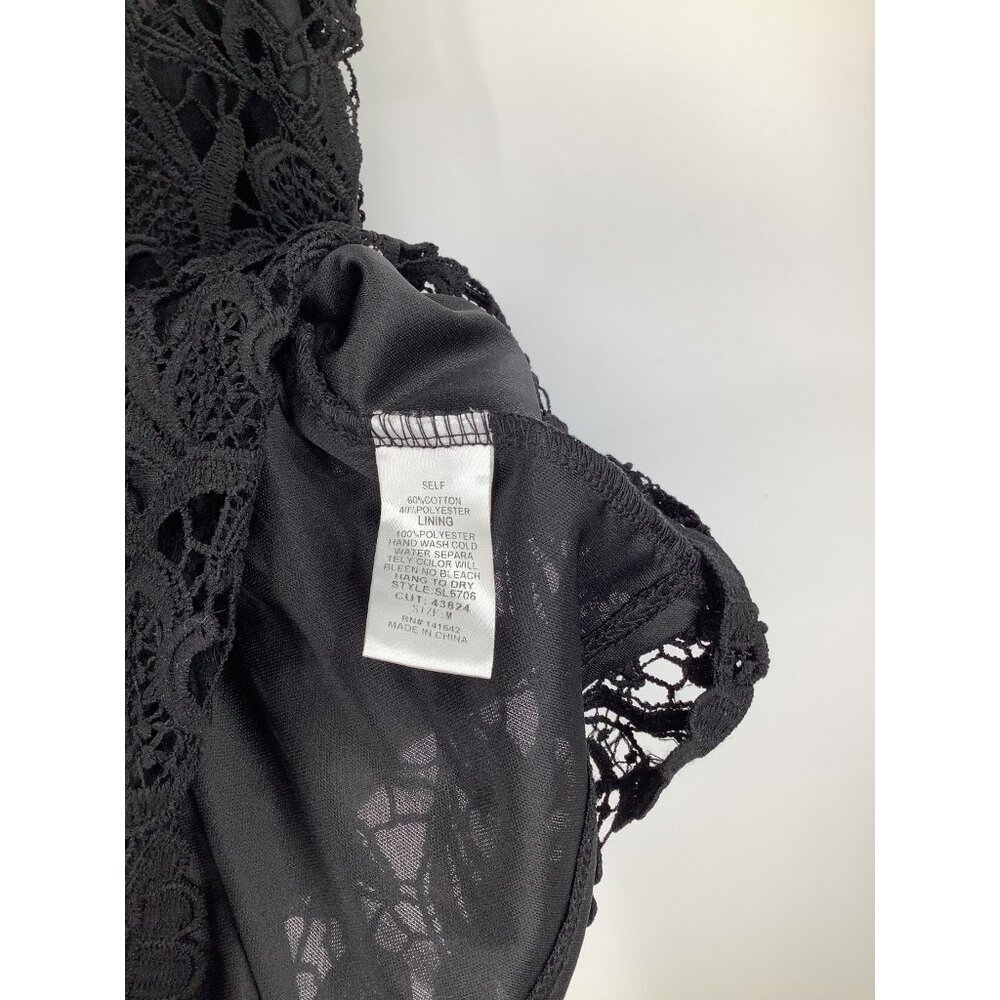 She + Sky Dress Women's Black M Lace Overlay Short Sleeve Mini - Picture 5 of 7
